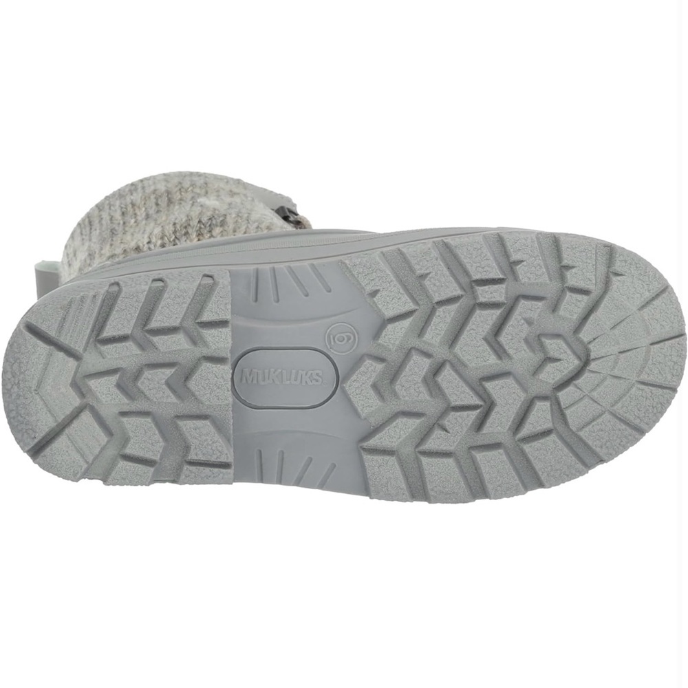 MUK LUKS Women’s Size 8 Gray Duck Boots Knit Winter Waterproof Rubber Sole Cozy - Picture 6 of 9